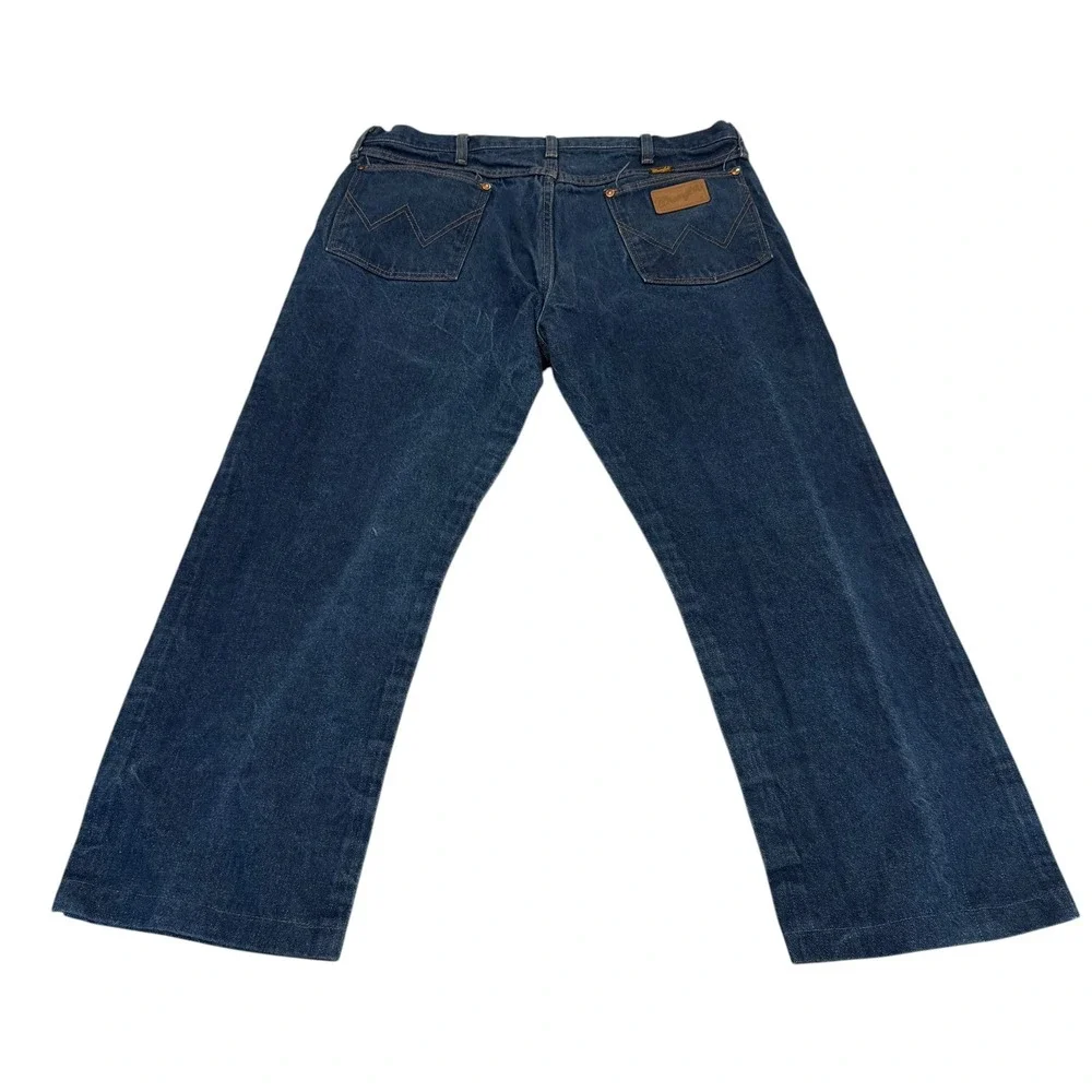 VTG Wrangler 13MWZ Cowboy Cut Jeans Mens 38 Dark Wash Straight Leg Made in USA